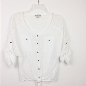 Energie Lace Top Waist Tie Blouse